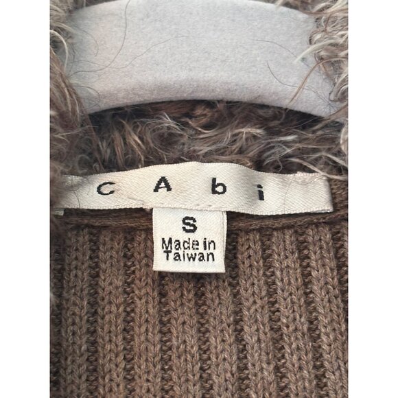 CAbi Womens Faux Fur Alpaca Mohair Blend Vest Brown Ribbed Knit Back - Picture 4 of 8